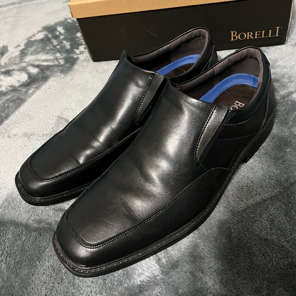 Mens Borelli black slip on dress shoes size 13